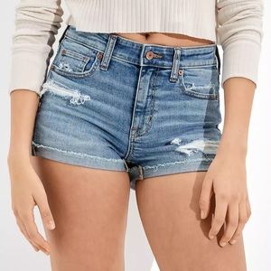 American eagle super super stretch midi denim shorts 8